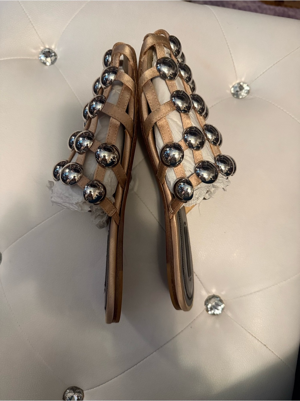 Alexander Wang Amelia Size 36 Beige Leather-Studded Flat Mules - Picture 5 of 5